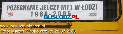 Jelcz M11 #2913 na linii [86], w dniu 20.07.2006r. - ul. Jaracza.