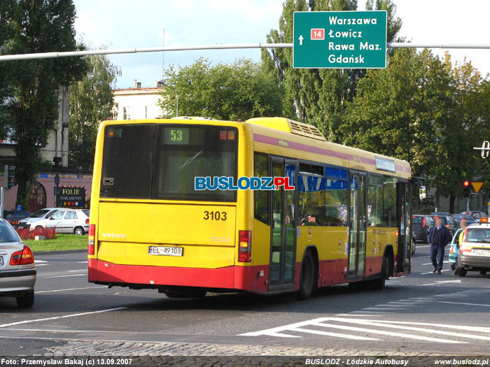 Volvo 7000 #3103, [53], 13.09.2007r. Rondo Solidarnoci. Foto: Przemysaw Bakaj (c)