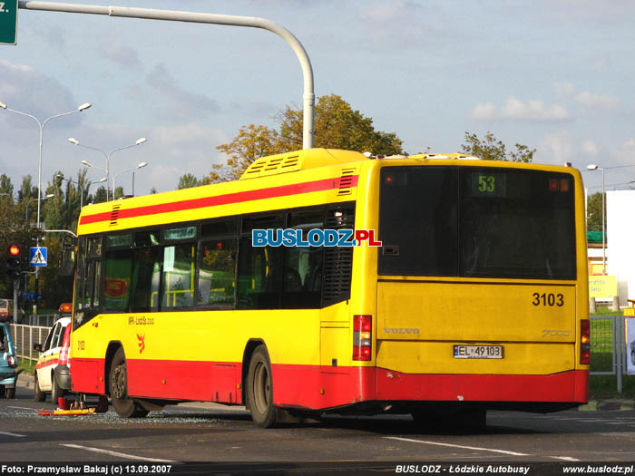 Volvo 7000 #3103, [53], 13.09.2007r. Rondo Solidarnoci. Foto: Przemysaw Bakaj (c)