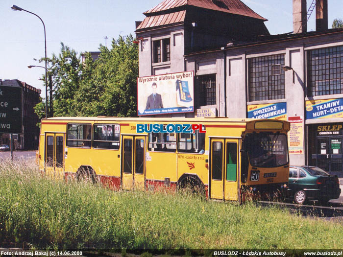 Jelcz M11 #2803 [50], 14.05.2000r. ul. Wlczaska/ Pabianicka. Foto: Andrzej Bakaj (c)