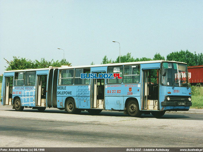 Ikarus 280.26 #2091 [98], 06.1998r. Kracwka - ul. Maratoska/ Popieuszki. Foto: Andrzej Bakaj(c)