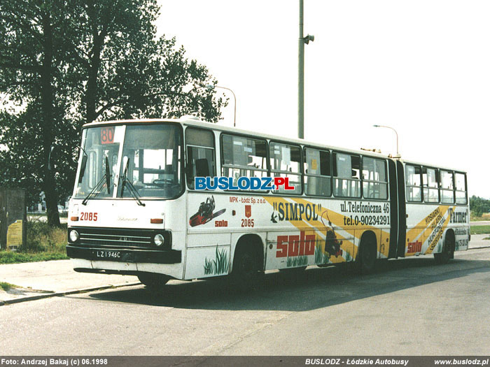 Ikarus 280.26 #2085 [80], 06.1998r. Kracwka - ul. Maratoska/ Popieuszki. Foto: Andrzej Bakaj (c)