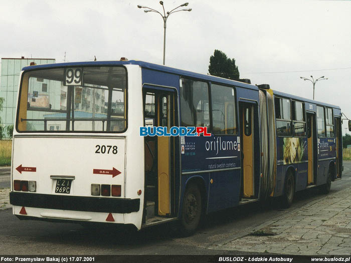 Ikarus 280.26 #2078 [99], 17.07.2001r. Kracwka - ul. Maratoska/ Popieuszki. Foto: Przemysaw Bakaj (c)