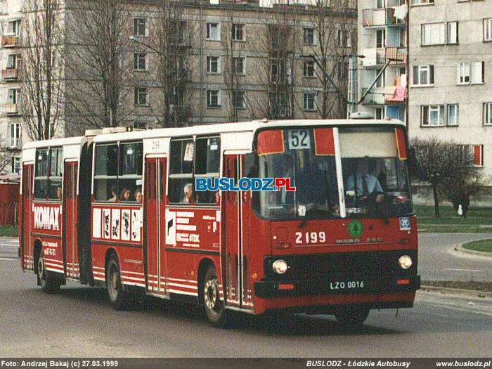 Ikarus 280.58 #2199 [52], 27.03.1999r. ul. Paderewskiego/ Karpacka. Foto: Andrzej Bakaj (c)