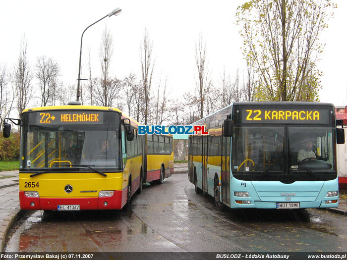 MB O345G Conecto #2654 [Z2] i Man NL283 Lion's City #01 [Z2], 07.11.2007r. Kracwka, ul. Paderewskiego/ Karpacka. Foto: Przemysaw Bakaj (c)