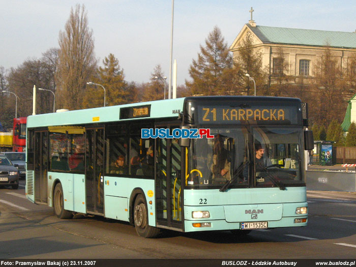 Man NL283 #22 [Z1], 23.11.2007r., ul. Zgierska/ Pojezierska. Foto: Przemysaw Bakaj (c)