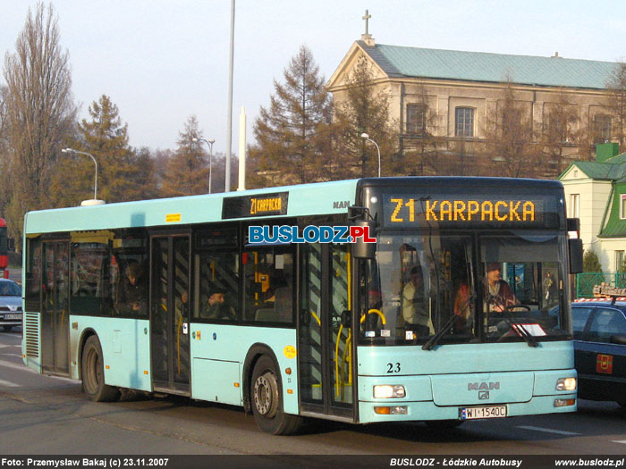 Man NL283 #23 [Z1], 23.11.2007r., ul. Zgierska/ Pojezierska. Foto: Przemysaw Bakaj (c)