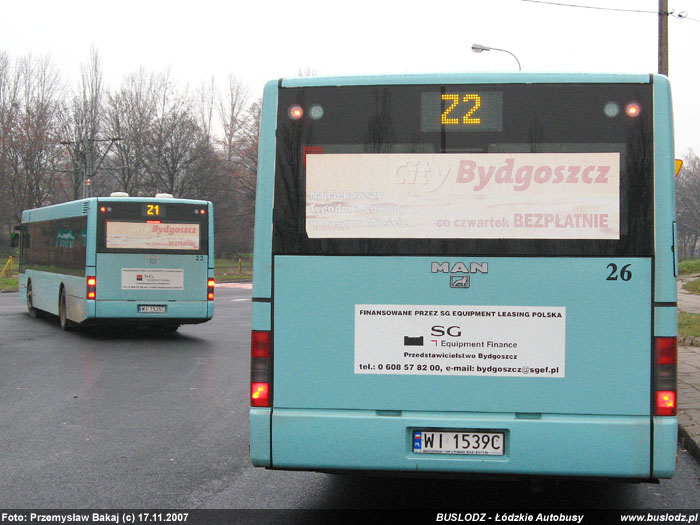 Man NL283 #22 [Z1] i #26 [Z2], 17.11.2007r. Kracwka, ul. Paderewskiego/ Karpacka. Foto: Przemysaw Bakaj (c)