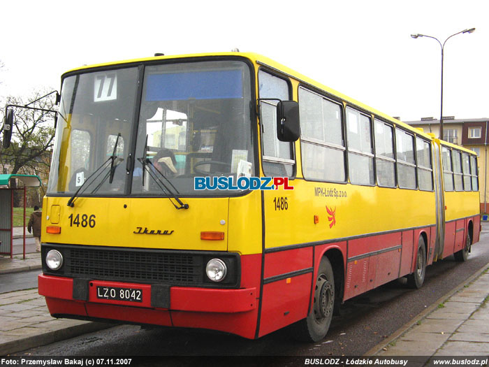 Ikarus 280.37C #1486 [77], 07.11.2007r. Kracwka, ul. Puszkina/ Rokiciska. Foto: Przemysaw Bakaj (c)