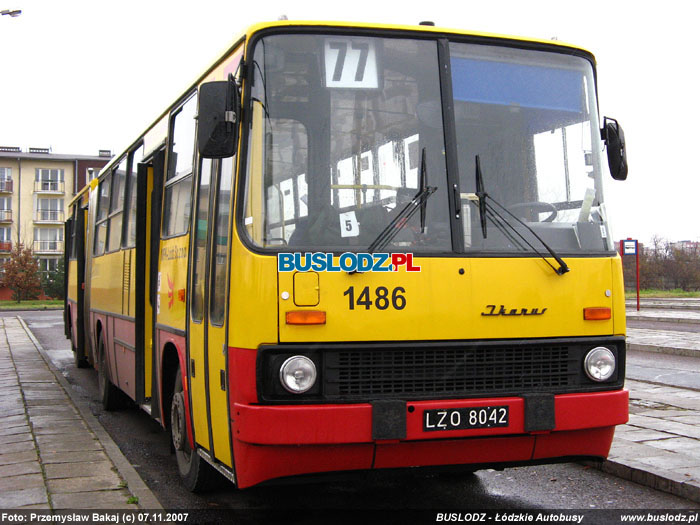 Ikarus 280.37C #1486 [77], 07.11.2007r. Kracwka, ul. Puszkina/ Rokiciska. Foto: Przemysaw Bakaj (c)