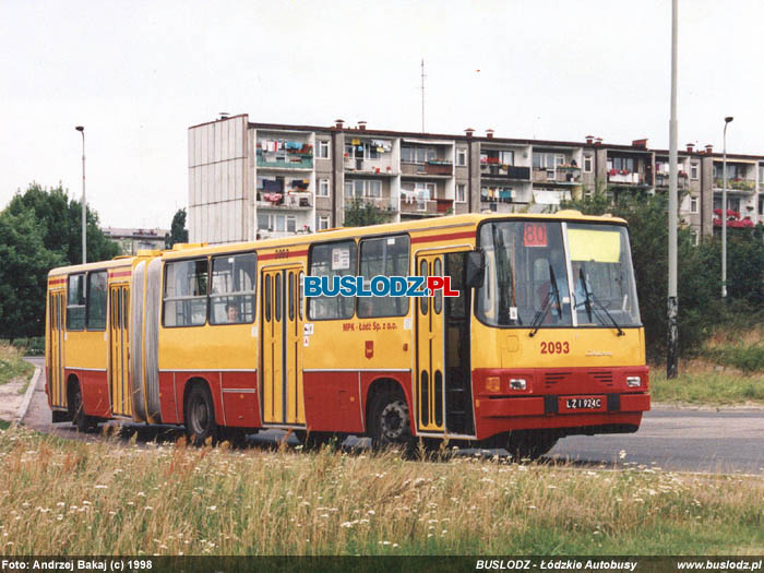 Ikarus 280.26 #2093 [80], 1998r. Kracwka, ul. Maratoska/ Popieuszki. Foto: Andrzej Bakaj (c)