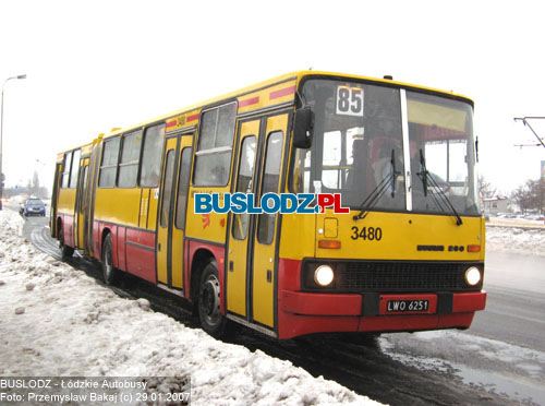 Ikarus 280.37 #3480 [85], 29.01.2007r., ul. Rokiciska/Lermontowa. Foto: Przemysaw Bakaj (c)