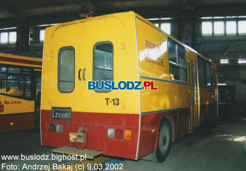 Ikarus #T-13, 9.03.2002r. - ZKA-1, ul. Kraszewskiego. Foto: Andrzej Bakaj (c).