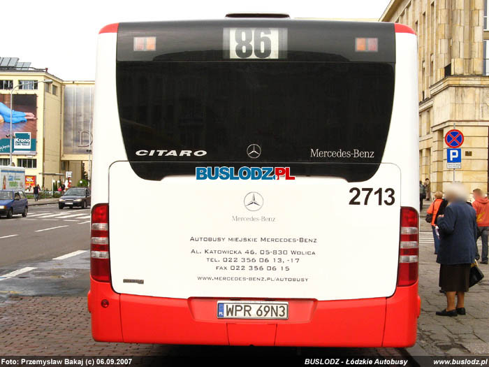 Mercedes Benz Citaro K #2713, [86], 06.09.2007r. Kracwka - Plac Dbrowskiego. Foto: Przemysaw Bakaj (c)