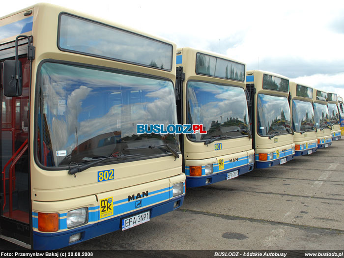 MANy NL222 #802, 801, 804, 806, 805, 803 [-], 30.08.2008r. Pabianice, zajezdnia MZK - ul. Lutomierska. Foto: Przemysaw Bakaj (c)