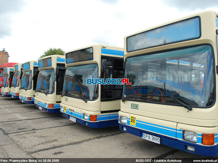 MANy NL222 #803, 805, 806, 804, 801, 802 [-], 30.08.2008r. Pabianice, zajezdnia MZK - ul. Lutomierska. Foto: Przemysaw Bakaj (c)